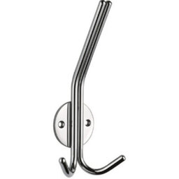 Loops Slimline Hat & Double Coat Hook - 35mm Projection Satin Stainless Steel - thumbnail 1