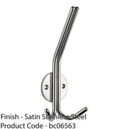 Loops Slimline Hat & Double Coat Hook - 35mm Projection Satin Stainless Steel - thumbnail 2