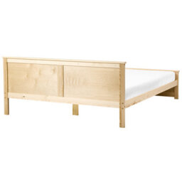 Beliani Bed Pine Wood Dauphin 180 X 200 Cm (Eu Super King) Light Brown - thumbnail 5