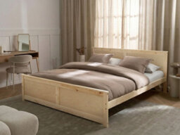 Beliani Bed Pine Wood Dauphin 180 X 200 Cm (Eu Super King) Light Brown - thumbnail 2