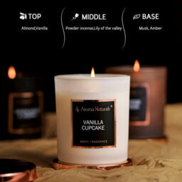 Aroma Naturals Candle 215G Vanilla Cupcake Soy Wax Scented 35H Burn Time - thumbnail 2