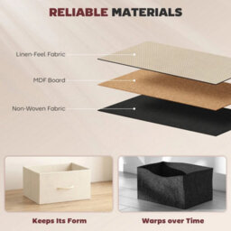 Chest Of Drawers With 4 Fabric Drawers Dresser With 4 Pockets For Bedroom Beige - thumbnail 5