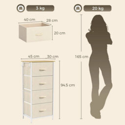 Chest Of Drawers With 4 Fabric Drawers Dresser With 4 Pockets For Bedroom Beige - thumbnail 2