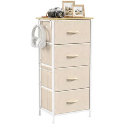 Chest Of Drawers With 4 Fabric Drawers Dresser With 4 Pockets For Bedroom Beige - thumbnail 1