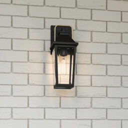 Luminosa Lighting Elstead Quoizel Buckley Small Outdoor Wall Lantern Classic Matt Black, Brass Accent Ip44 1X E27 - thumbnail 2