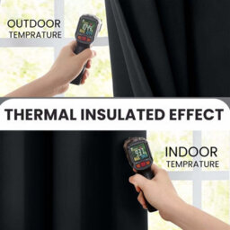 Imperial Rooms Blackout Curtain-Thermal Ready Made Pencil Pleat Curtain (2Panel) For Living Room Curtain Black, (W)2.28Mx(L)2.28M - thumbnail 2