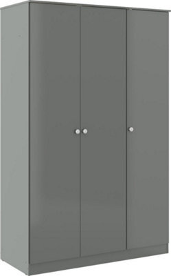 Seconique Denver 3 Door Wardrobe Grey Gloss Metal Drawer Hinges And Handles - image 1