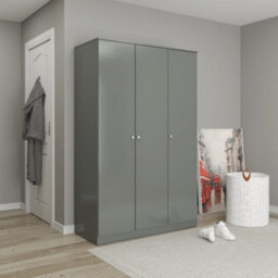Seconique Denver 3 Door Wardrobe Grey Gloss Metal Drawer Hinges And Handles - thumbnail 5