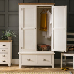The Furniture Market Cheshire Cream Double 2 Door Wardrobe With 2 Drawers