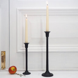 Matte Black Dinner Candlestick Tall - Metal Dinner Candlestick - Candlelight