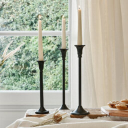 Matte Black Dinner Candlestick Tall - Metal Dinner Candlestick - Candlelight - thumbnail 3