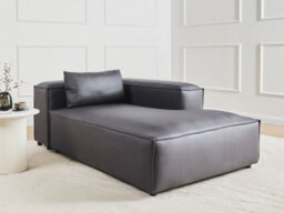 Beliani Left-Hand Chaise Longue Brande Fabric Black - thumbnail 2
