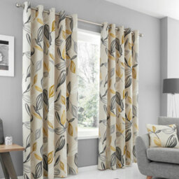 Fusion Ensley 100% Cotton Botanical Print Pair Of Eyelet Curtains - thumbnail 1