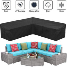V-Shaped Protective Cover For Corner Sofa, Sofa Cover, Garden Furniture Black, 215X215X87Cm - thumbnail 2