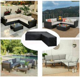 V-Shaped Protective Cover For Corner Sofa, Sofa Cover, Garden Furniture Black, 215X215X87Cm - thumbnail 5