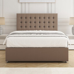 Bsspoke Isla Divan Bed Set In Mink Plush Velvet 24Inch Headboard 2 Drawers Same Side & No Mattress In 3Ft 4Ft 4Ft6 5Ft 6Ft - thumbnail 3