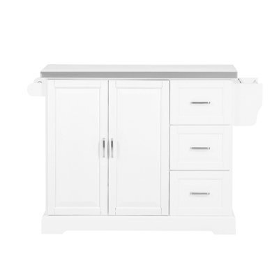 Sobuy Fkw41-St, Extendable Kitchen Island Kitchen Cabinet Sideboard Storage Trolley With Stainless Steel Worktop,white - image 1