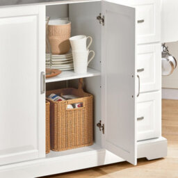 Sobuy Fkw41-St, Extendable Kitchen Island Kitchen Cabinet Sideboard Storage Trolley With Stainless Steel Worktop,white - thumbnail 9