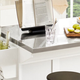 Sobuy Fkw41-St, Extendable Kitchen Island Kitchen Cabinet Sideboard Storage Trolley With Stainless Steel Worktop,white - thumbnail 4