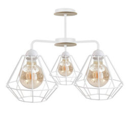 Luminosa Lighting Luminosa Foskal Semi Flush Light White, Wood, 44Cm, 3X E27