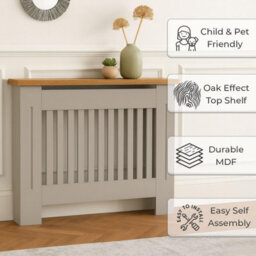Neo Medium Grey Decorative Wooden Radiator Cover - thumbnail 4