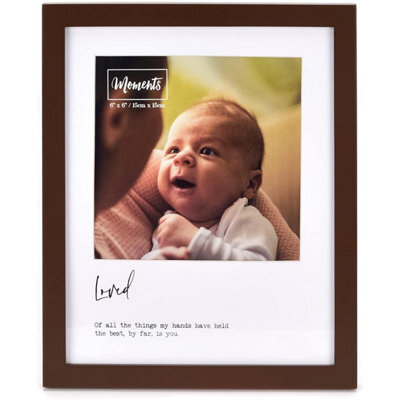 "Widdop Modern Wooden Brown Photo Frame 6 X 6"" - Loved" - image 1