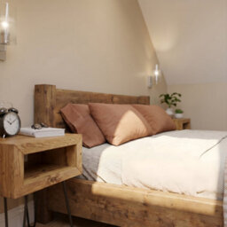 Ashbourne  Double Frame 30Cm High  / Chunky Solid Rustic Pine Bed With Headboard - thumbnail 2