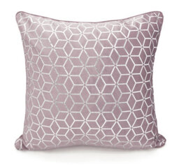 Intimates Velvet Geometric Print Cushion, Silver Foil Design, Luxurious Texture, Zip Closure - Modern Home Decor Accent Cushion - Mauve