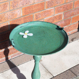 Netagon Outdoor Garden Free Standing Weatherproof Metal Green Ornamental Bird Bath - thumbnail 4