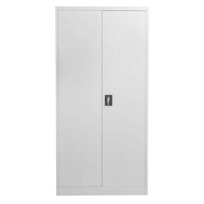MMT Funiture Designs Grey Stainless Steel Filing Cabinet With 4 Shelves - 2 Door Lockable Filing Cabinet - Tall Metal Office Storage Cupboard - image 1