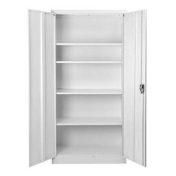 MMT Funiture Designs Grey Stainless Steel Filing Cabinet With 4 Shelves - 2 Door Lockable Filing Cabinet - Tall Metal Office Storage Cupboard - thumbnail 4