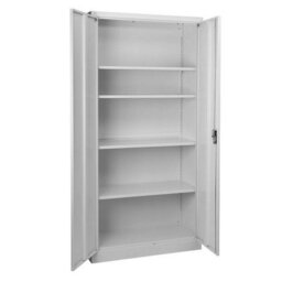 MMT Funiture Designs Grey Stainless Steel Filing Cabinet With 4 Shelves - 2 Door Lockable Filing Cabinet - Tall Metal Office Storage Cupboard - thumbnail 3