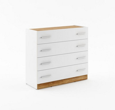 Arte Dentro Chest Of Drawers  (H)900mm (W)1000mm (D)400mm -  Stylish Storage Solution In White Matt & Oak Sterling - image 1