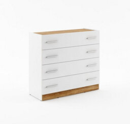 Arte Dentro Chest Of Drawers  (H)900mm (W)1000mm (D)400mm -  Stylish Storage Solution In White Matt & Oak Sterling