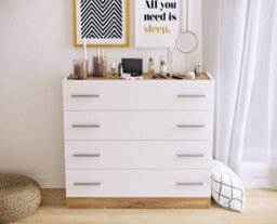 Arte Dentro Chest Of Drawers  (H)900mm (W)1000mm (D)400mm -  Stylish Storage Solution In White Matt & Oak Sterling - thumbnail 2