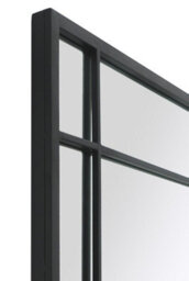 Mirroroutlet The Tabula Black Metal Framed Window Wall Or Leaner Mirror 180Cm X 90Cm - thumbnail 5