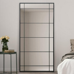 Mirroroutlet The Tabula Black Metal Framed Window Wall Or Leaner Mirror 180Cm X 90Cm