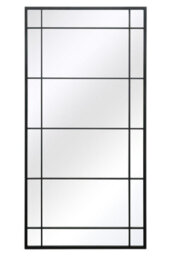 Mirroroutlet The Tabula Black Metal Framed Window Wall Or Leaner Mirror 180Cm X 90Cm - thumbnail 2