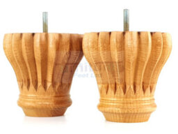 L&F Set Of 4 Replacement Furniture Bun Feet Golden Oak Stain Turned Wooden Legs 110mm High M10 (10mm) - thumbnail 5