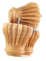 L&F Set Of 4 Replacement Furniture Bun Feet Golden Oak Stain Turned Wooden Legs 110mm High M10 (10mm) - thumbnail 6