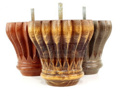 L&F Set Of 4 Replacement Furniture Bun Feet Golden Oak Stain Turned Wooden Legs 110mm High M10 (10mm) - thumbnail 9