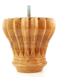L&F Set Of 4 Replacement Furniture Bun Feet Golden Oak Stain Turned Wooden Legs 110mm High M10 (10mm) - thumbnail 7