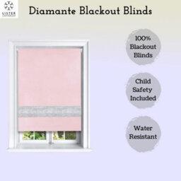 Lister Cartwright Diamante Roller Blinds For Windows - 180 X 165 Cm - Easy To Fit Child Safety Included - Pink - thumbnail 5