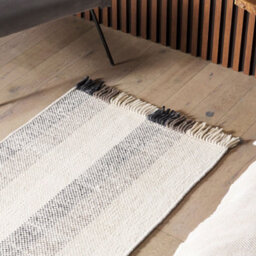 Beliani Off-White Handwoven Wool Rug 80 X 150 Cm With Tassels, Low Pile Boho Area Rug - thumbnail 2