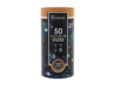 Festive Battery Operated Timer Lights - Multicolour - 50 Leds - image 1