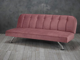 LPD Brighton Pink Velvet Click Clack Sofa Bed - Effortless Elegance With Chrome Accents