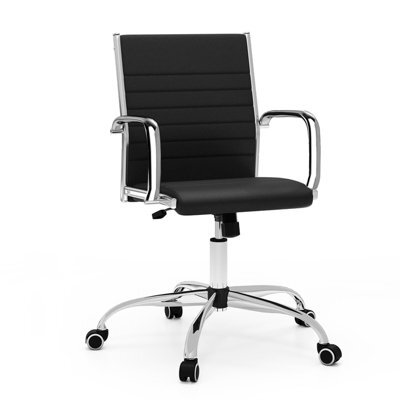 Gainoom Black Office Chair Height Adjustable Conference Room Chair With Rocking Backrest & Armrests - image 1