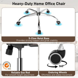 Gainoom Black Office Chair Height Adjustable Conference Room Chair With Rocking Backrest & Armrests - thumbnail 9