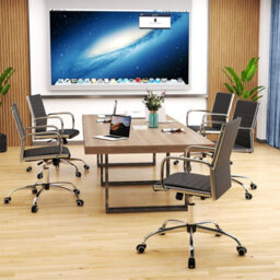 Gainoom Black Office Chair Height Adjustable Conference Room Chair With Rocking Backrest & Armrests - thumbnail 4