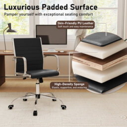 Gainoom Black Office Chair Height Adjustable Conference Room Chair With Rocking Backrest & Armrests - thumbnail 7